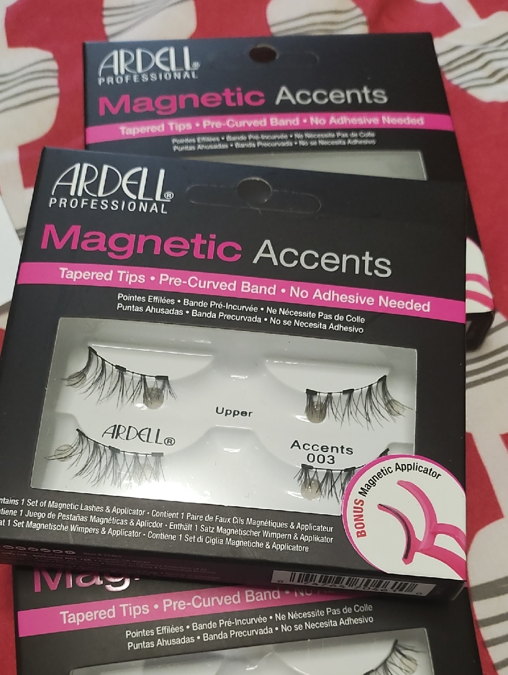 Ardell Magnetic Accents False Eyelashes - Black and Pink Accents . Pack Of Three